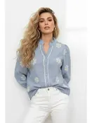 Daisy Embroidered Blouse - Blue