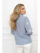 Daisy Embroidered Blouse - Blue