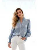Daisy Embroidered Blouse - Blue