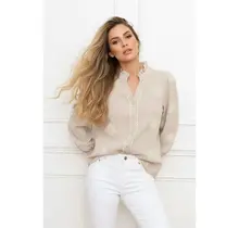 Daisy Embroidered Blouse - Beige