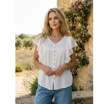 Samba Ruffled Lace Top - White