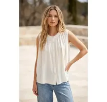 Siara Flowy Sleeveless Top - White