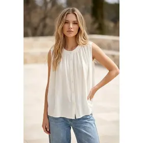 Siara Flowy Sleeveless Top - White