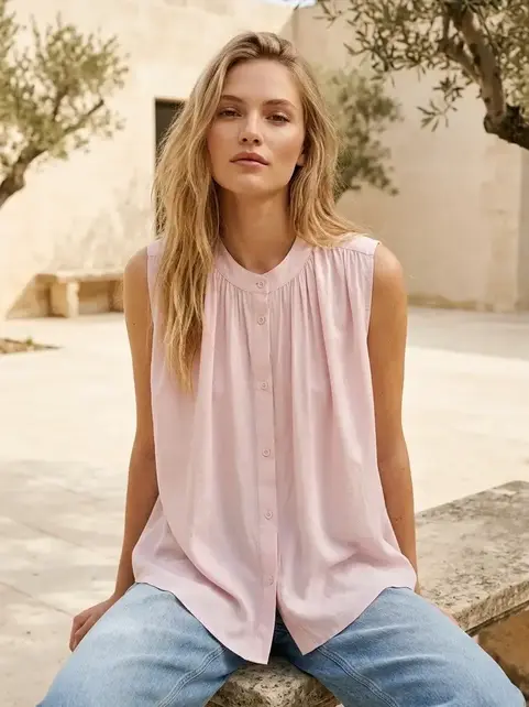 Siara Flowy Sleeveless Top - Pink