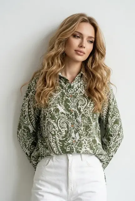 Siya Printed Graphic Shirt - Green