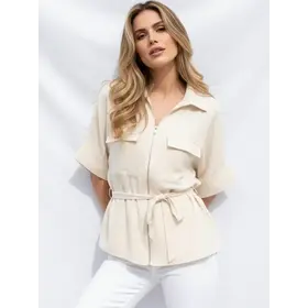 Sanvika Zip Utility Blouse - Beige