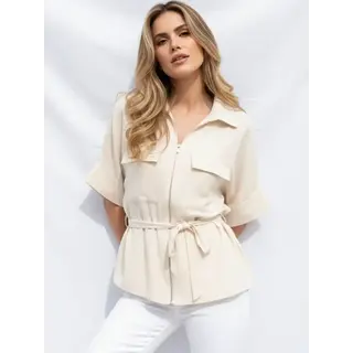 Sanvika Zip Utility Blouse - Beige