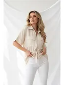 Sanvika Zip Utility Blouse - Beige