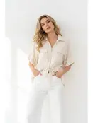 Sanvika Zip Utility Blouse - Beige