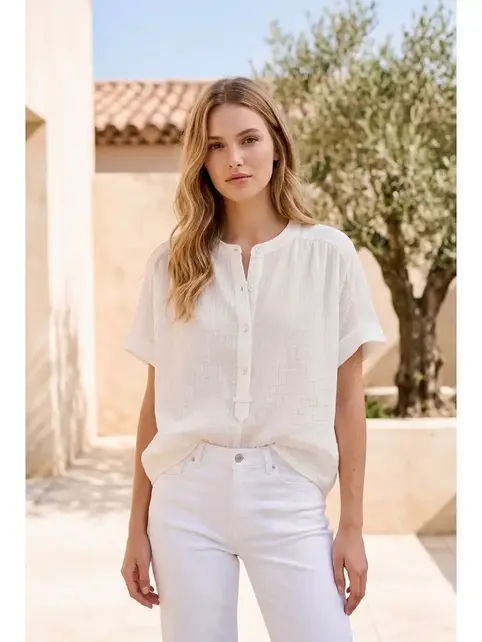 Shree Short Sleeve Blouse - White