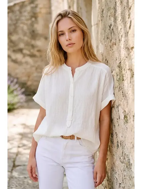 Shree Short Sleeve Blouse - White