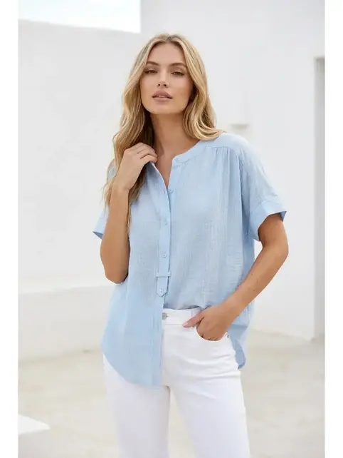 Shree Short Sleeve Blouse - Blue