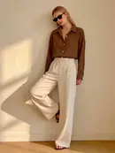 Sella Flowing Button Shirt - Brown