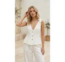 Saesha Flowy Knotted Top - White