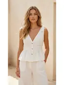 Saesha Flowy Knotted Top - White