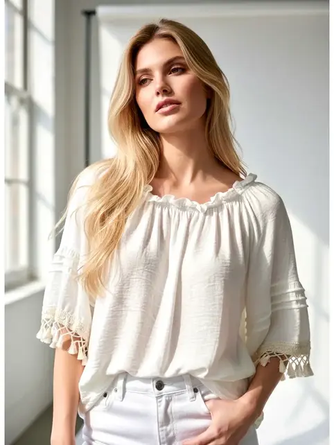 Sherese Bohemian Blouse - Ecru
