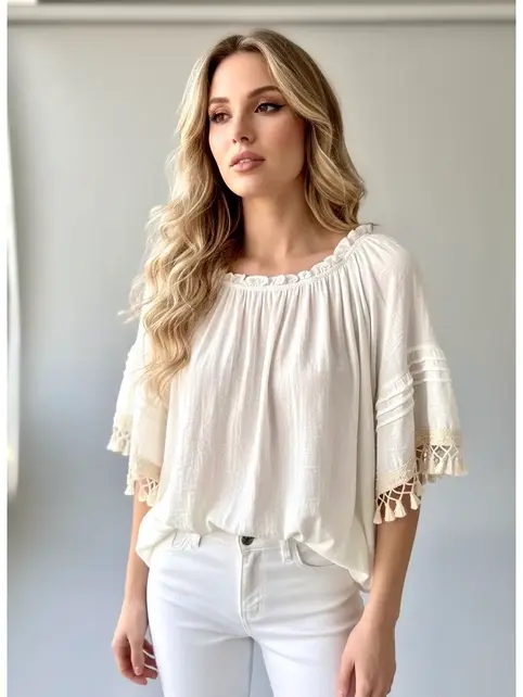 Sherese Bohemian Blouse - Ecru
