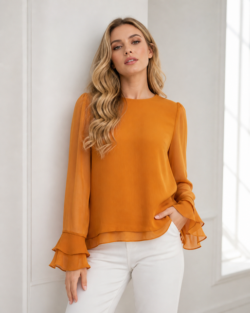 Nia Sheer Ruffle Blouse