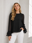 Nia Sheer Ruffle Blouse