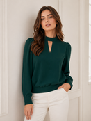 Nyra Long Sleeve Blouse - Forest Green