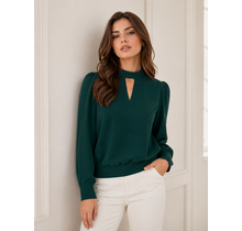 Nyra Long Sleeve Blouse - Forest Green