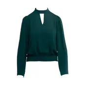 Nyra Long Sleeve Blouse - Forest Green