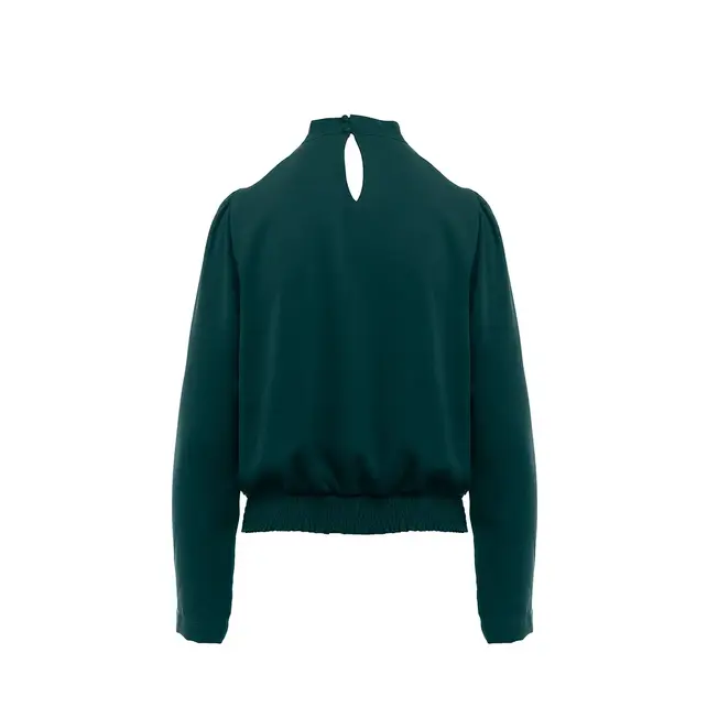 Nyra Long Sleeve Blouse - Forest Green