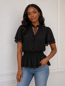 Noa Bell Sleeve Blouse - Black