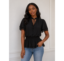 Noa Bell Sleeve Blouse - Black