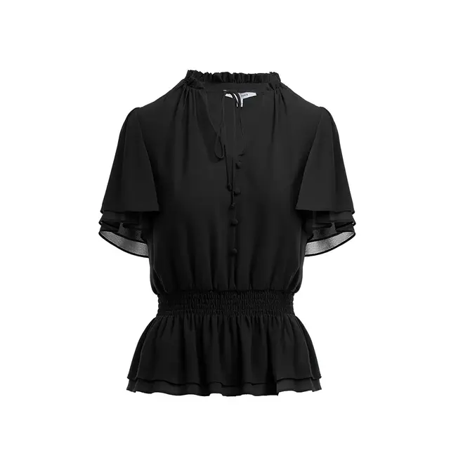 Noa Bell Sleeve Blouse - Black