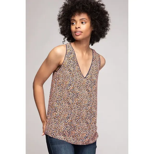 Nera Bean Print Sleeveless Top