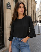Nyala Ruffle Accent Blouse - Black