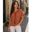 Nahla Embroidery Boho Blouse - Rust