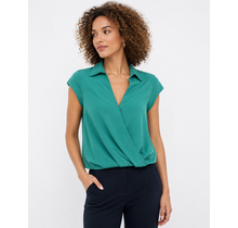 Nannah Surplice Cropped Top - Green Lake