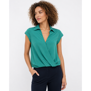 Nannah Surplice Cropped Top - Green Lake