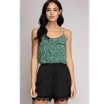 Nellah Leopard Cami - Green