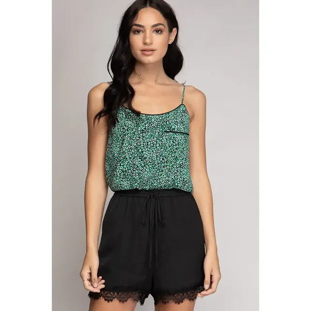 Nellah Leopard Cami - Green