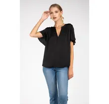 Nelly Shirring Blouse - Black