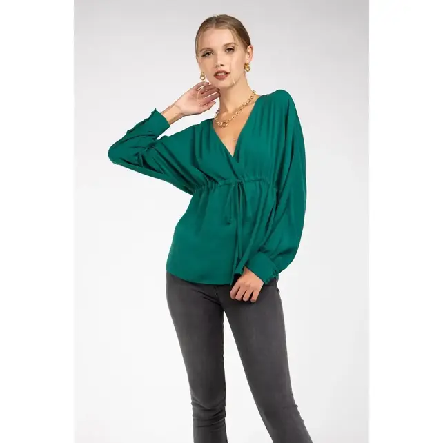 Nellia Raglan Sleeve Blouse - Forest Green