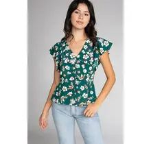 Nama Ruffle Sleeve Blouse - Green