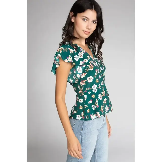 Nama Ruffle Sleeve Blouse - Green