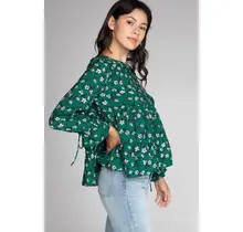 Nalleah Long Sleeve Tiered Blouse - Green