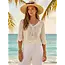 Scallop Hem Knit V-Neck Top - White