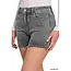 Washed Fray Hem Cotton Denim Shorts