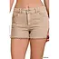 Washed Fray Hem Cotton Denim Shorts