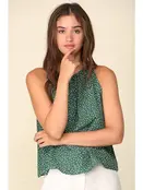 Tina Polka Dot Sleeveless Blouse - Green