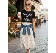 Love, Joy & Lattes Tee - Black