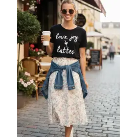 Love, Joy & Lattes Tee - Black