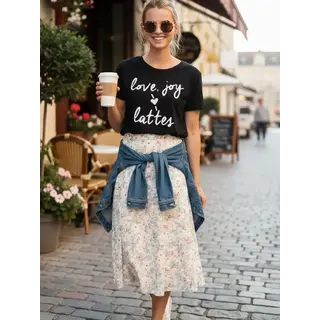 Love, Joy & Lattes Tee - Black