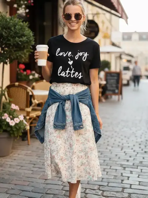 Love, Joy & Lattes Tee - Black